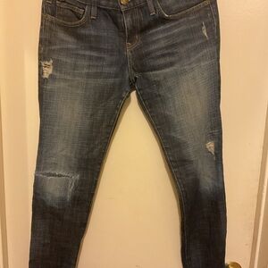 Current/Elliott Men's Skinny Jeans in Faded Blue with Distressed Details